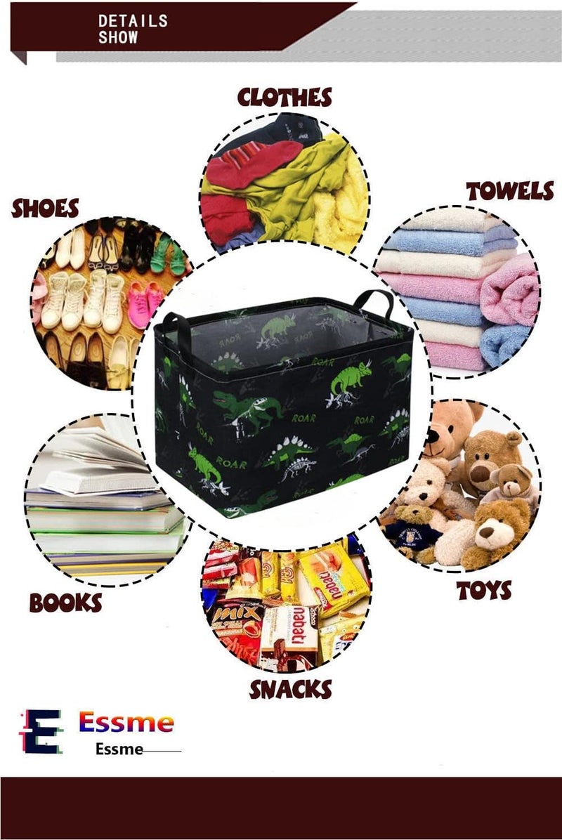 ESSME Rectangular Dinosaur Basket,Dinosaur Bins for Boys with Handles for Boys Room Decor,Kids Baskets for Kids,Gift Bin.(dinosaur decor) - Image 5